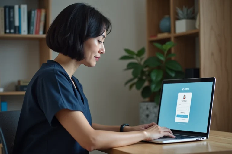 Professionnelle de santé du CHU de Reims se connectant à distance à Zimbra depuis son domicile sur un ordinateur portable