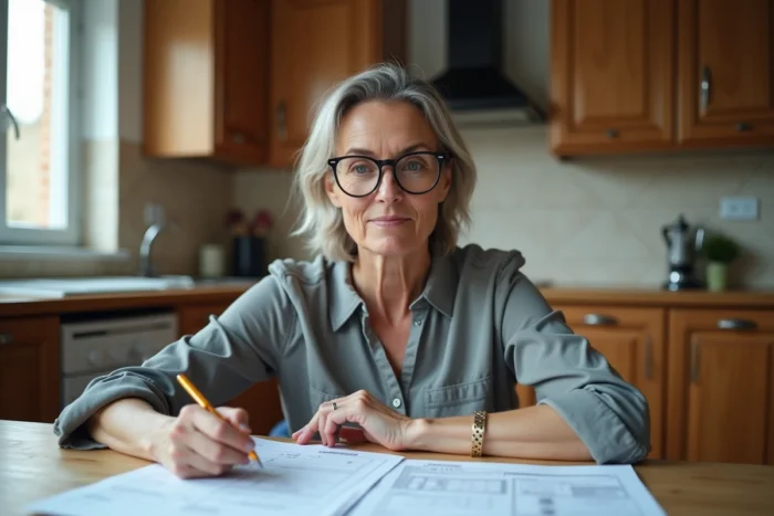 Femme remplissant une déclaration préalable de travaux pour le changement de fenêtres à son domicile